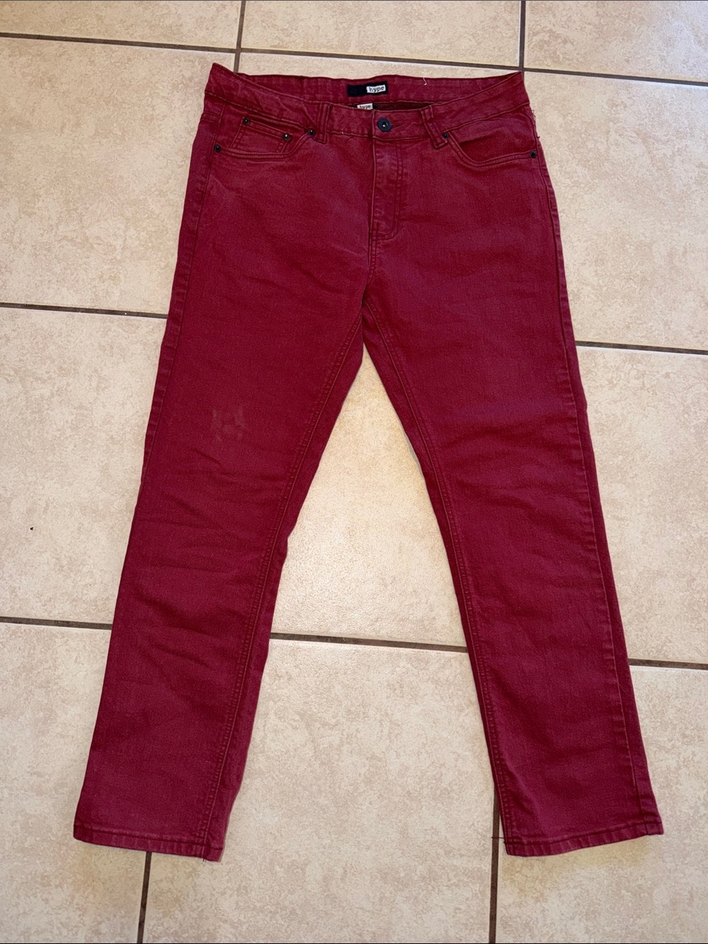 Men's Burgundy Slim Fit Jeans